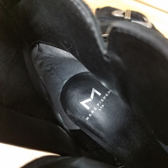 Marc Fisher 6.5 US Yandi Black Suede/Leather Ankle Boots Western Booties NEW - Picture 9 of 10